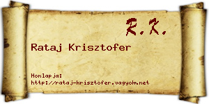 Rataj Krisztofer névjegykártya